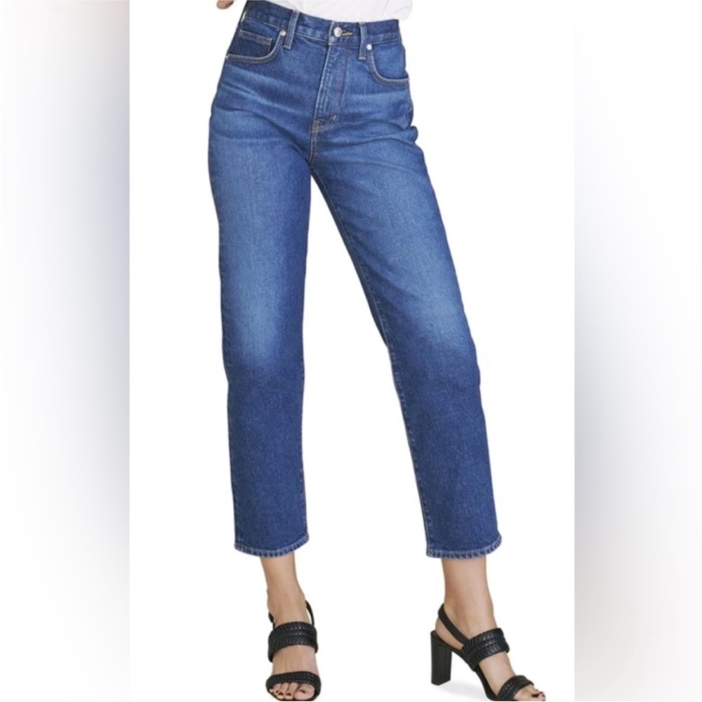 Veronica Beard Ryleigh Slim Straight High Rise Jeans in Blue Mist